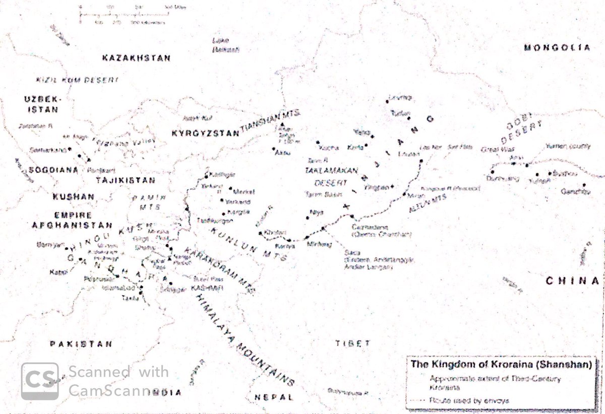 Kingdom of Kroraina in the southeast Taklamakan Desert was a Toharian speaking state from 200-400 AD under Indian cultural & Chinese political influence