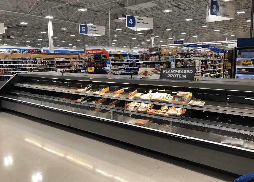 acurliss's tweet photo. The #coronapocalypse has emptied grocery stores — and settled a question about what people really think of fake plant “meat.” They’re buying beans and rice before that stuff. #coronavirus https://t.co/mRxlUUt7b3