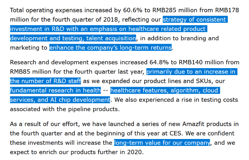favorite parts & sentences of 4Q  $HMI coms: "we are working on such a product [with a body temperature sensor] right now, yes.""currently building an infectious disease prediction system""cloud based healthcare services"Consequence: Huami hasn't sold off at all lately.