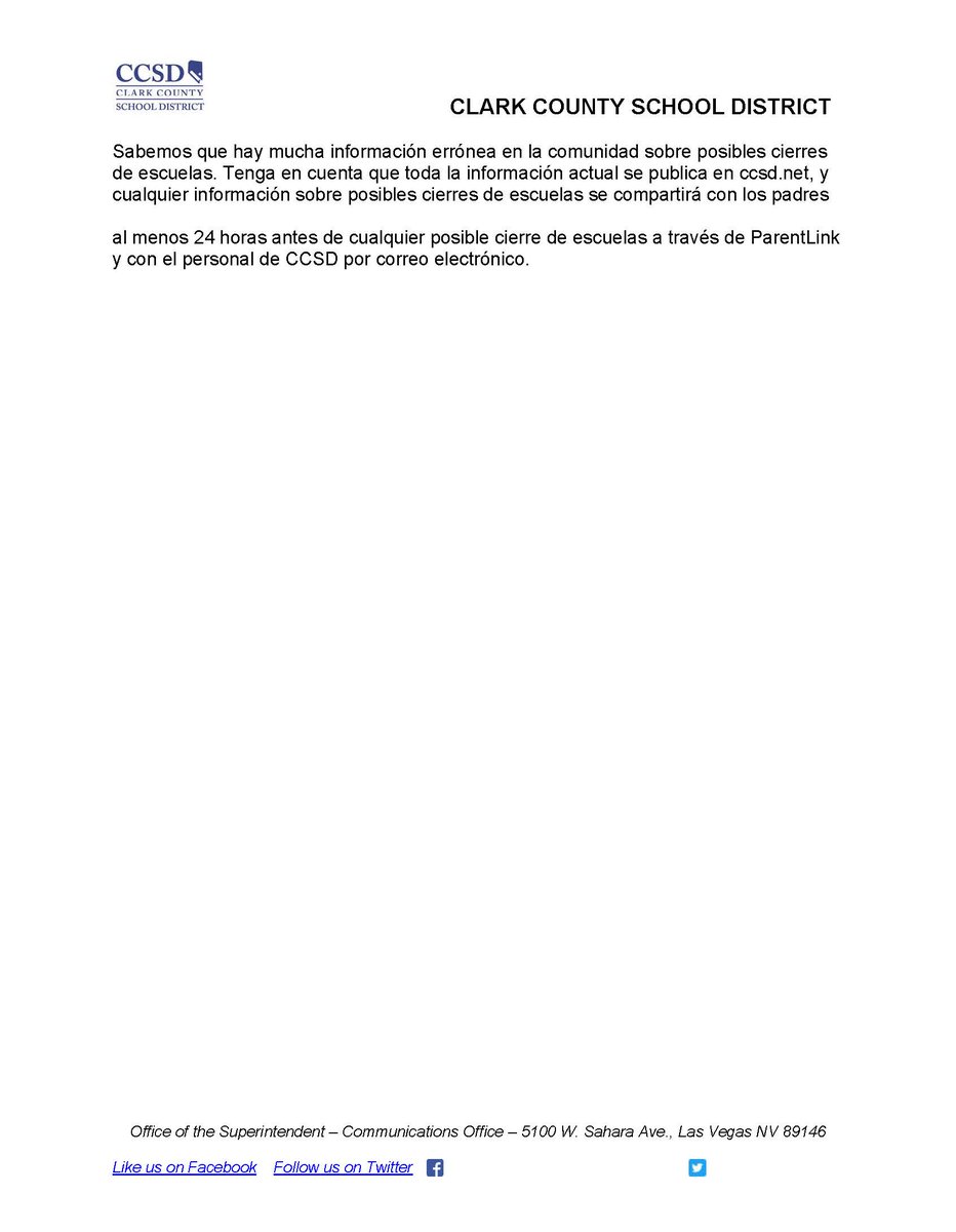 ClarkCountySch's tweet photo. CCSD Coronavirus Response Update - March 13, 2020.
Visit https://t.co/PhjIRb4UDa for updated information. https://t.co/xs8HfcTxFM