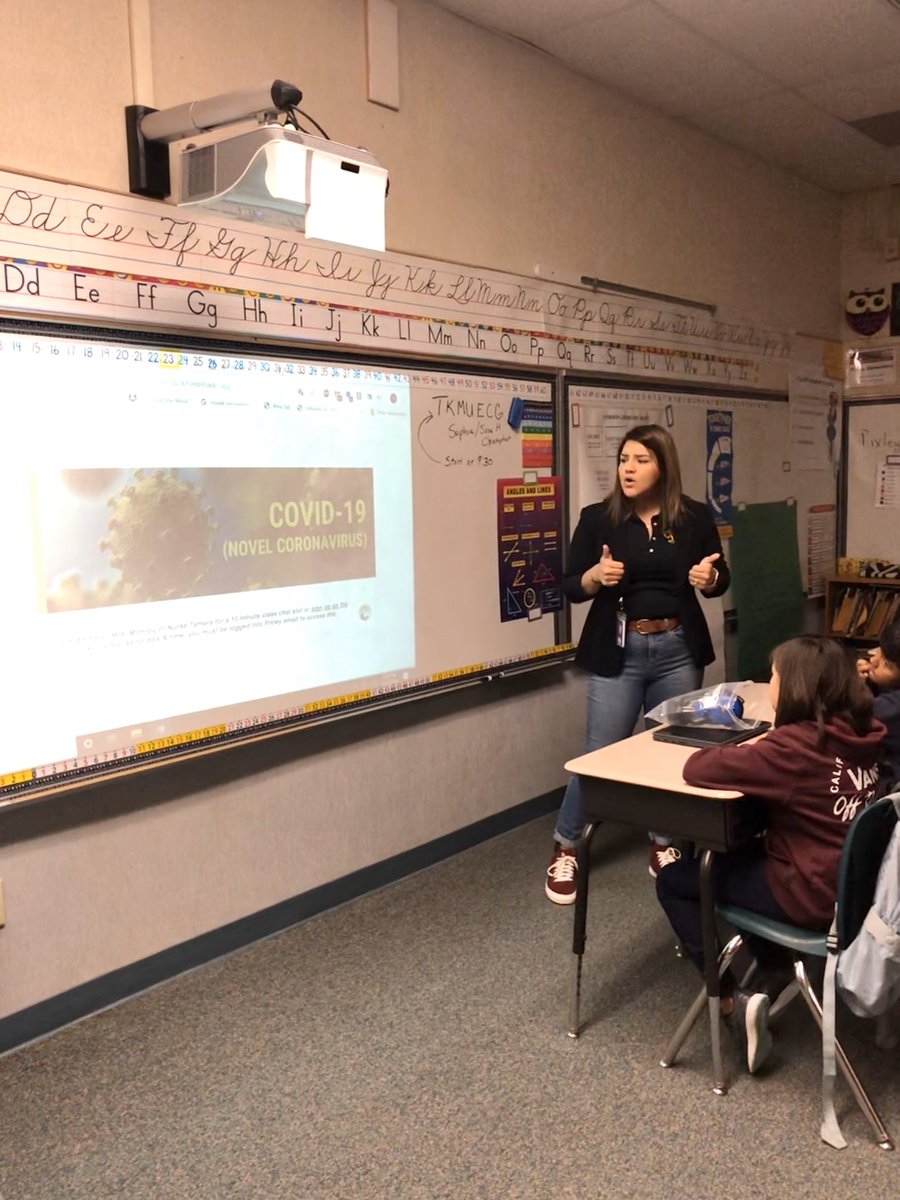 PixleyUSD's tweet photo. In light of the #coronavirus pandemic we are taking the necessary precautions to reduce stress and anxiety about the situation with our students. @GuidingOutcomes visits classroom to discuss #COVID19 with students and #preventativeMeasures they can practice to stay healthy.#chats https://t.co/ceXcuQqF22