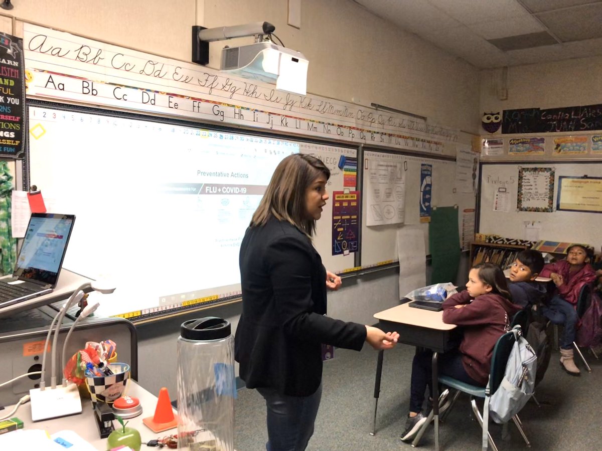 PixleyUSD's tweet photo. In light of the #coronavirus pandemic we are taking the necessary precautions to reduce stress and anxiety about the situation with our students. @GuidingOutcomes visits classroom to discuss #COVID19 with students and #preventativeMeasures they can practice to stay healthy.#chats https://t.co/ceXcuQqF22