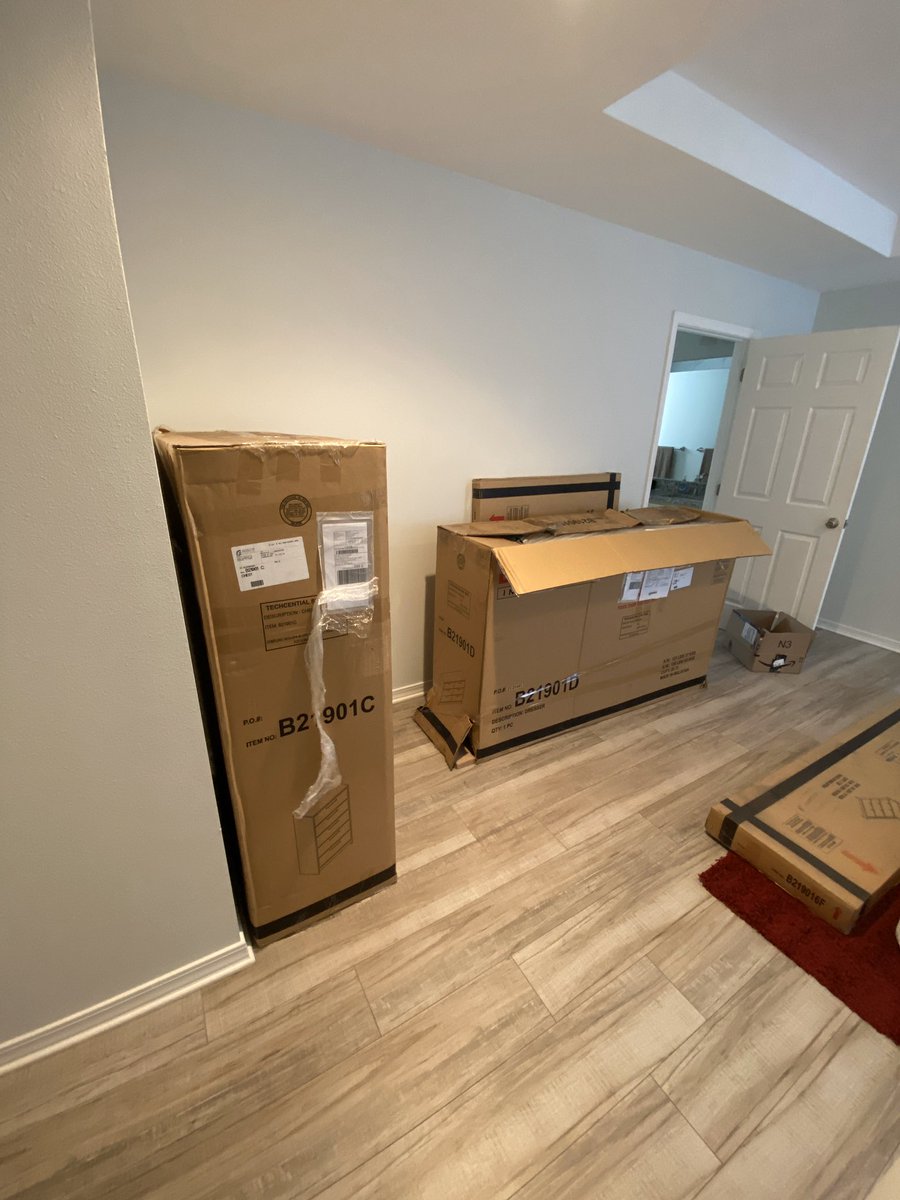 chaselynjones's tweet photo. Our bedroom furniture came in and so did adrenaline I guess #mybodyhurts https://t.co/h9JwKtWa2h