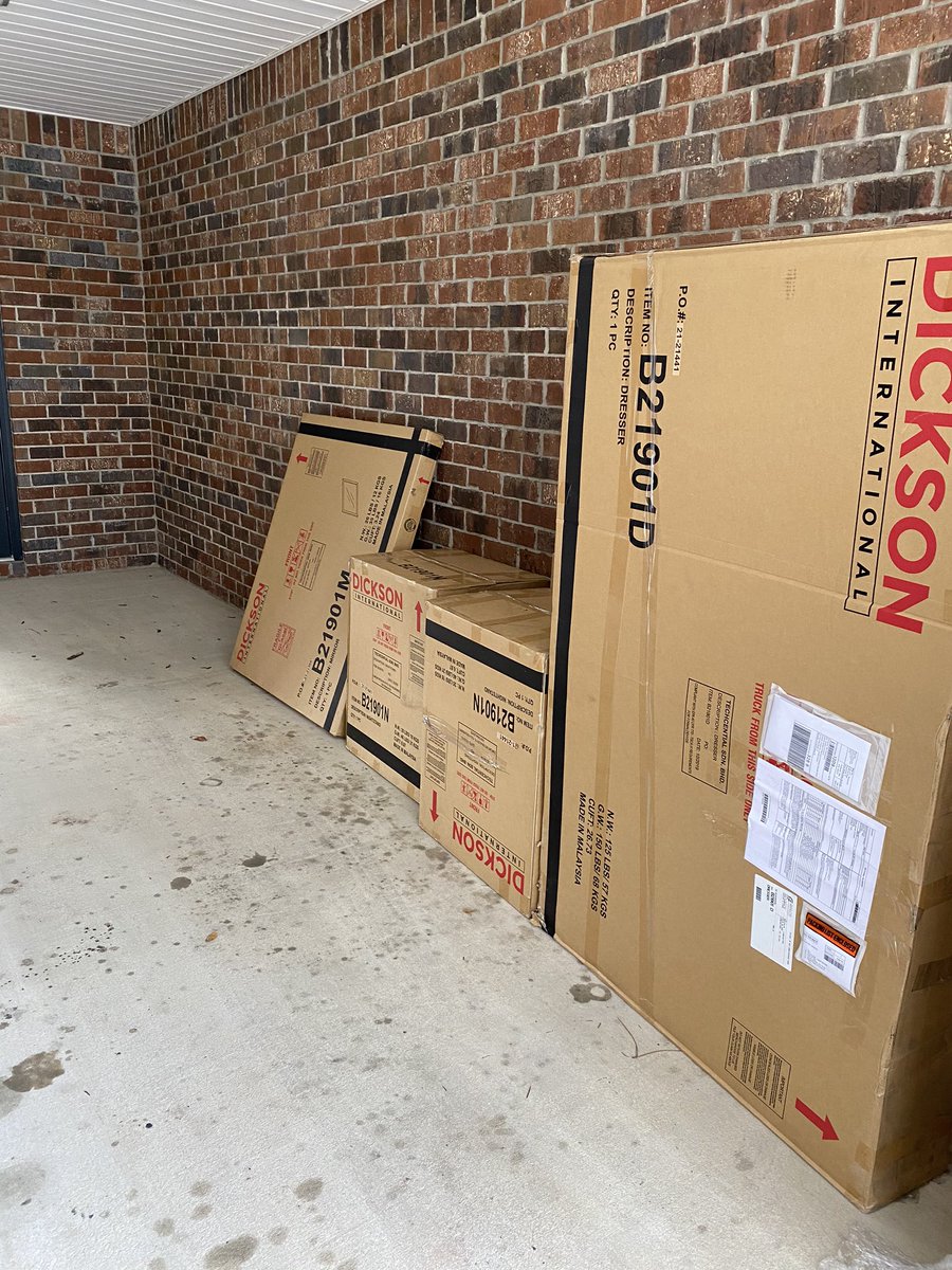 chaselynjones's tweet photo. Our bedroom furniture came in and so did adrenaline I guess #mybodyhurts https://t.co/h9JwKtWa2h