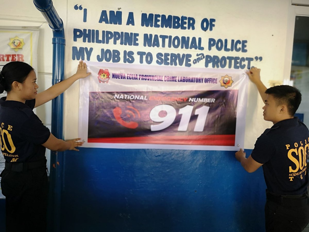 nepclo's tweet photo. REGIONAL CRIME LABORATORY OFFICE -3
March 14, 2020, NEPCLO personnel initiated hanging of tarpaulin regarding National Emergency Telephone Number 911 in front of NEPCLO Bldg. located at Old Capitol Compound, Cabanatuan City, Nueva Ecija. 
#TEAMPNP
#WESERVE&amp;PROTECT
#PNPKAKAMPIMO https://t.co/idIBJI0GYW