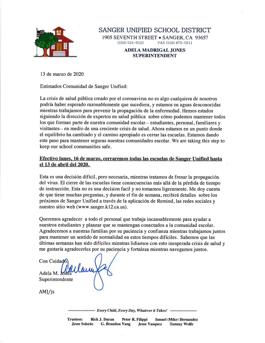 Urgent Message from Superintendent Jones.