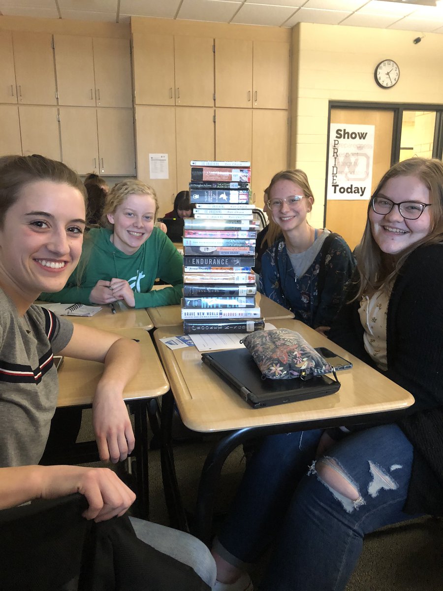 Best way to end an unprecedented day - making sure all my Ss have plenty of books to read during our 3 week school closure! #bookstack #GoWO
