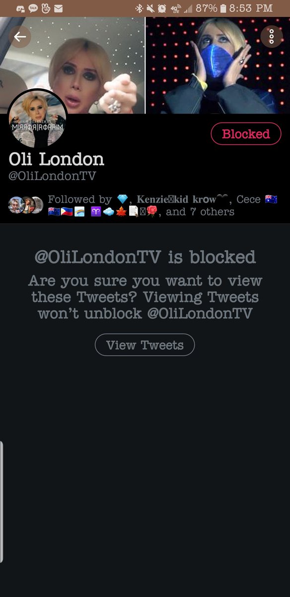 Yes I have @/OliLondonTV blocked, the blonde is a delusional stalker creep.
