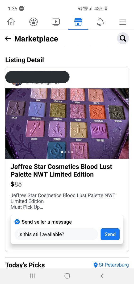 RightAngIe's tweet photo. Everywhere is in panic and this lady is trying to sell this new @JeffreeStar palette for like double the cost. Weird flex, dude. https://t.co/V9iSiNgaUI