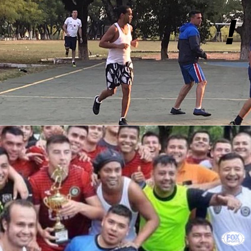 minutefootball's tweet photo. 🚨 INCROYABLE : L’équipe de #Ronaldinho a remporté le tournoi de la prison en s’imposant 11-2 en finale. Le Brésilien a marqué 5 buts et fait 6 passes décisives 🔥

En plus du trophée, son équipe a remporté un cochon fumé de 16 kg en récompense 🐖😂 https://t.co/uUdCA7S9iC