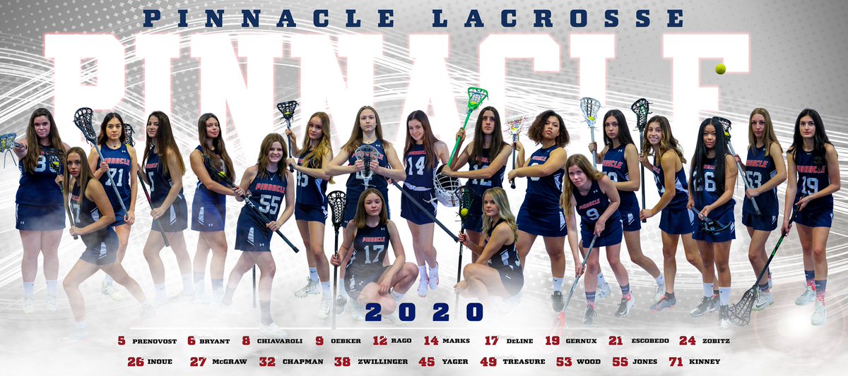 Banner release! First look at Pinnacle Lacrosse Varsity White, Varsity Blue &amp; JV custom team banners. #Pinnacle #GirlsLacrosse #ChapterNEXTSports #CustomDesign #TeamBanner #AboveTheRest