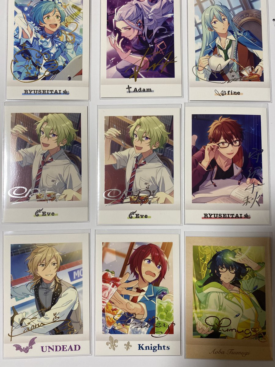 【交換希望】あんスタ ぱしゃこれ 箔押し 3弾〜6弾、追憶編

譲:
6.I→ 泉、晃牙、薫、真緒、ゆうた
6.O→ 翠、スバル、真、北斗、桃李、紅郎、友也
5.I→ 夏目、渉、なずな、忍、真、ひなた、茨
5.O→スバル、嵐、薫、光
4.I→ 奏汰、凪砂
4.O→ 渉、日和、千秋
3.I/O→ 薫、司
追憶編→ つむぎ
→