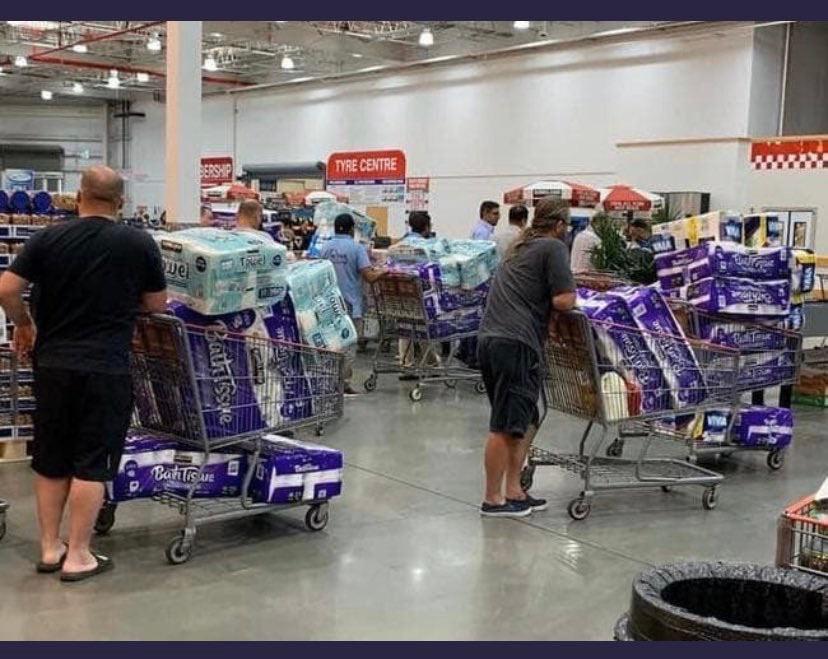 NukesTop5's tweet photo. CRAZY people stocking up on TOILET PAPER???
Even if this WAS the END of the WORLD... HOW much WIPING your ASS can save you ? #coronapocalypse #CoronaOutbreak https://t.co/Tdp3CrPNrs