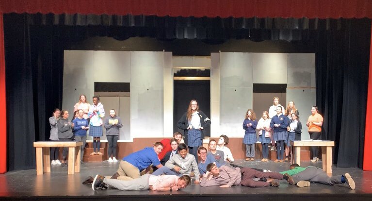 HGPTheater's tweet photo. Photos from last night’s rehearsal of “How to Succeed”. We’re going on a bit of an unexpected hiatus, but we hope to be back soon! 🎭 Until then, all the best to our incredible cast and crew! #HGPDrama #ThinkTheater #ThinkGhost https://t.co/WoWigeJmOu