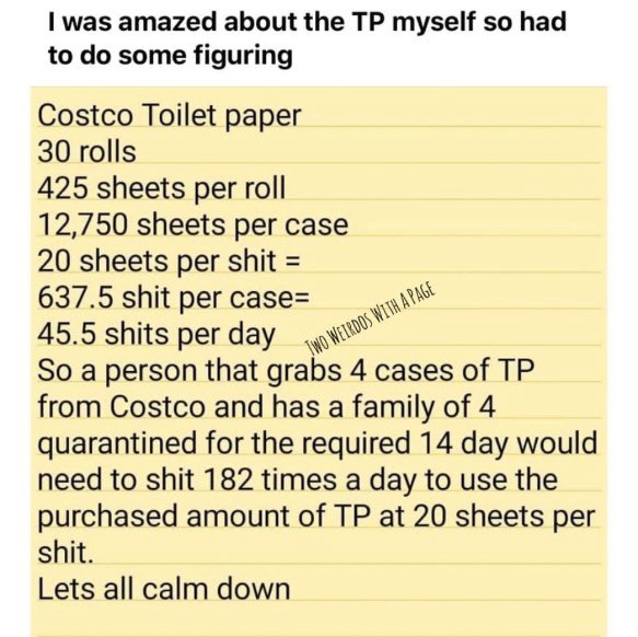 Just had to post this!!
#toiletpapercrisis #easyonthecorona