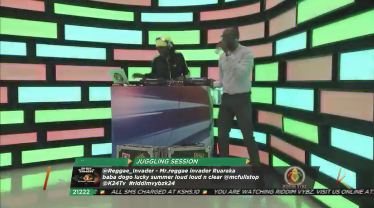 K24Tv's tweet photo. And now for the best part of the show #JugglingSession, we bring the jam session straight into your living room featuring the reggaeboyz #RiddimVybzk24 @mcfullstop @djsmash254 https://t.co/iqs9t5z7zO