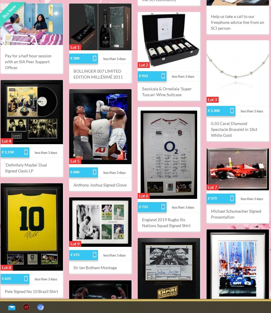 spinalinjuries's tweet photo. Remember that although this year’s #Cornflower2020 was sadly cancelled, you can still help raise funds by bidding on all our awesome auction prizes from now, until 9pm Sunday. Head over to: https://t.co/OiU7WXtTvI to see what is up for grabs! #TogetherInIsolation https://t.co/vkfFrxX7ac