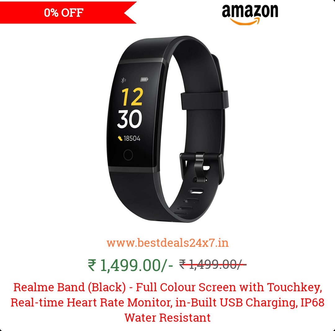 bestdeals24x7in's tweet photo. #RealmeBand (Black) - Full Colour Screen with #Touchkey, Real-time #HeartRateMonitor, in-Built USB Charging, IP68 #WaterResistant
#ShopNow #bestbuy #bestoffers
#BestDeals24x7 #BestDeals24x7IN #Amazon #OnlineShopping #HotDeals #SpecialOffer 🥳 🥳
👉 https://t.co/N0RHhCU6xD https://t.co/589ooY3FI9
