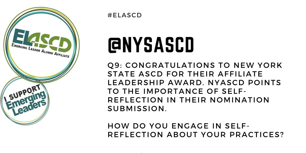 ALCollaborative's tweet photo. Congratulations to New York State @ASCD for their Affiliate Leadership Award. @NYSASCD points to the importance of self-reflection in their nomination submission.
Q9: How do you engage in self-reflection about your practices? #ELASCD #ascdl2l https://t.co/El8RJ0fDhX