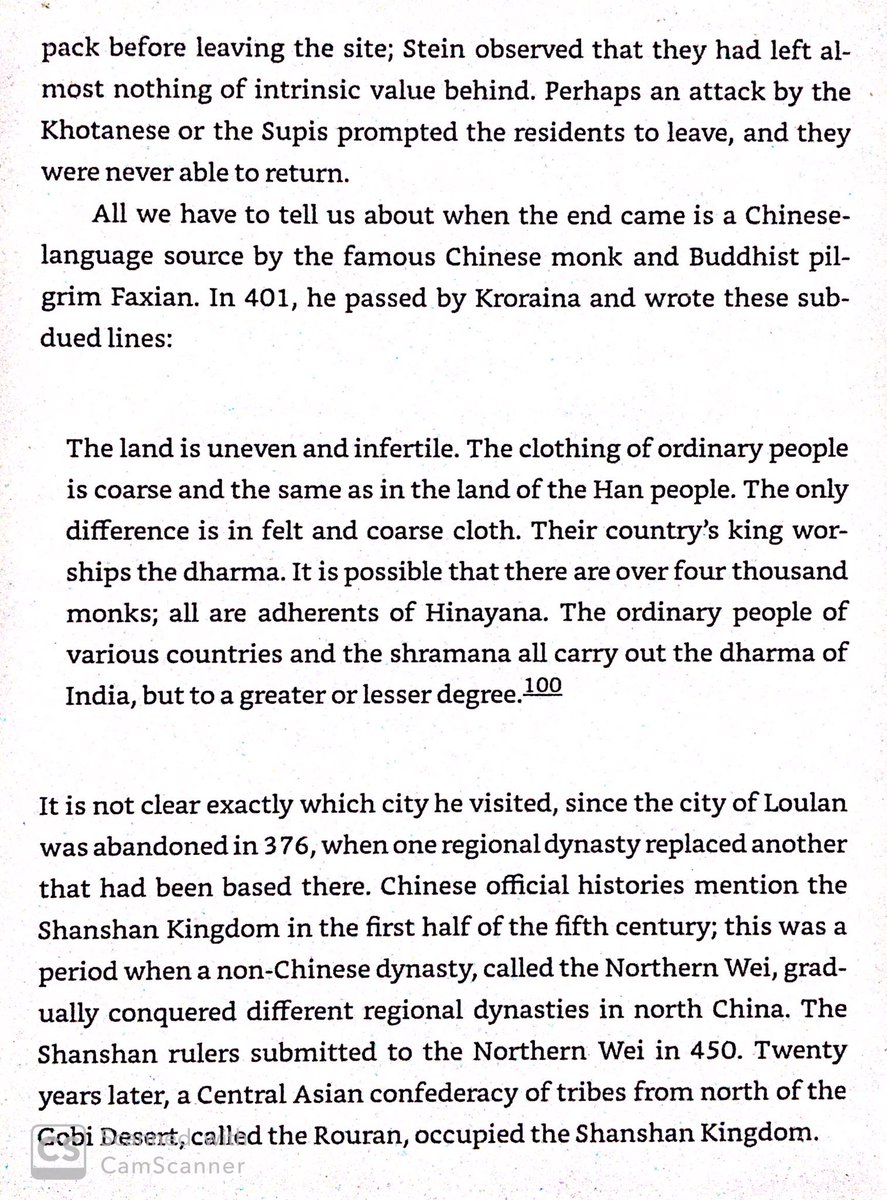 Settlements in Kroraina were mysteriously abandoned around 400 AD. The Wandering of Peoples likely had something to do with it. The southern Silk Road route around Taklamakan Desert that passed through Kroraina would be replaced by a northern route in the future.