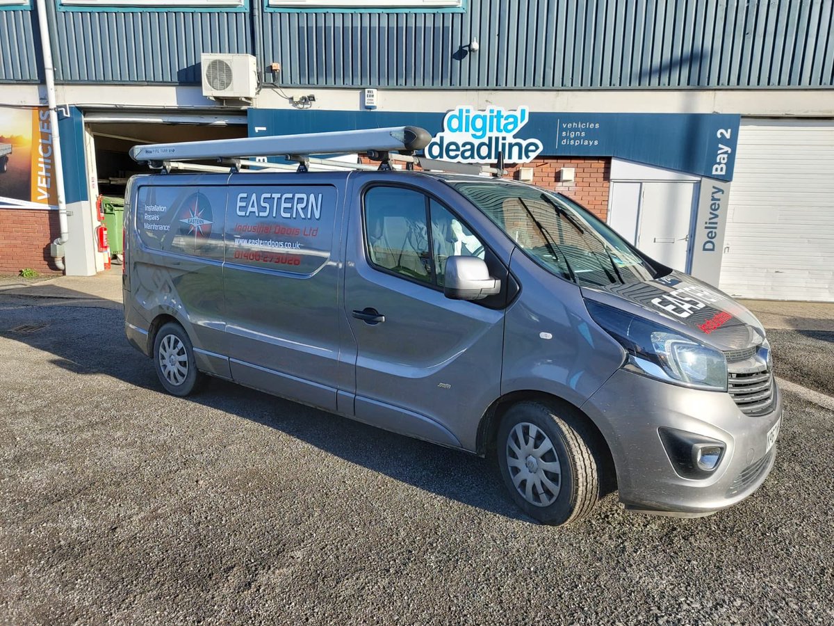 DigitalDeadline's tweet photo. A fantastic set of cut graphics giving maximum #advertising exposure on Eastern industrial doors Ltd  #vauxhall van. #IWrappedThis in  3M  wrap films. Get in touch to find out how #wevegotitcovered for you 01664 410088 https://t.co/t3yGNO1nre https://t.co/nNMB6Zyo8k