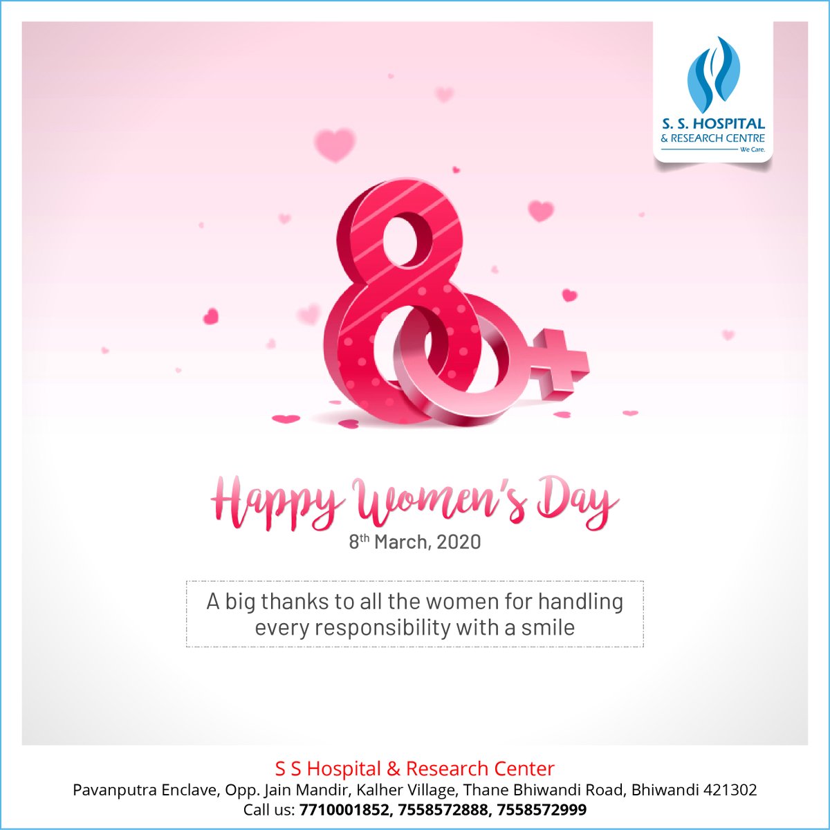SS_HOSP's tweet photo. We thank each and every woman out there for handling every responsibility with a smile. Happy Women's Day to all.
#Womensday #SSHospital https://t.co/i8ILuB2PhS