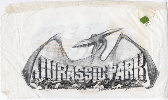 JURASSIC PARK logo designs by William Stout, Terry Lamb, and Mike Salisbury.