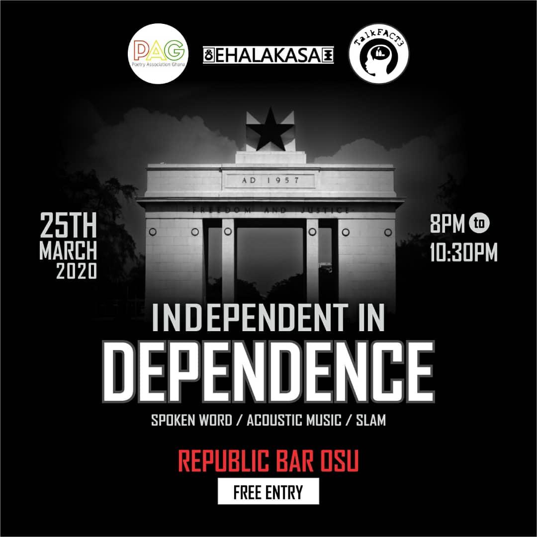 EHALAKASA's tweet photo. 25.03.2020
8pm - 10:30pm
"INDEPENDENT-IN-DEPENDENCE SLAM"
REPUBLIC BAR
#25thmarch2020 #Ehalakasa #TalkParty #TalkFACT3Slam #TheVerbalist #CaraVanTour #Sta8oftheNationAhDress #independentindependenceslam #independent #dependence https://t.co/rocpVYQ0xr