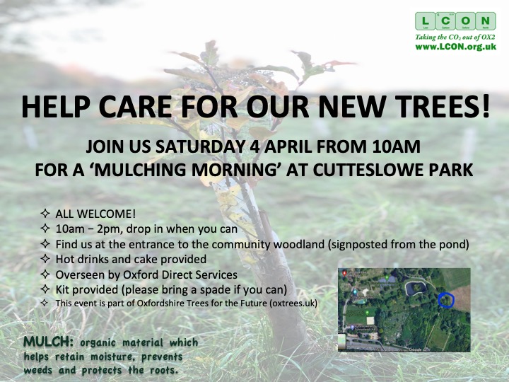 Join us on Saturday 4 April from 10am at Cutteslowe Park for a 'mulching morning' to help our new trees grow 🌳🌳🌳 <a href="/ODS_doinggood/">ODS</a> <a href="/OxfordFOE1/">Oxford FOE</a> #EveryTreeCounts