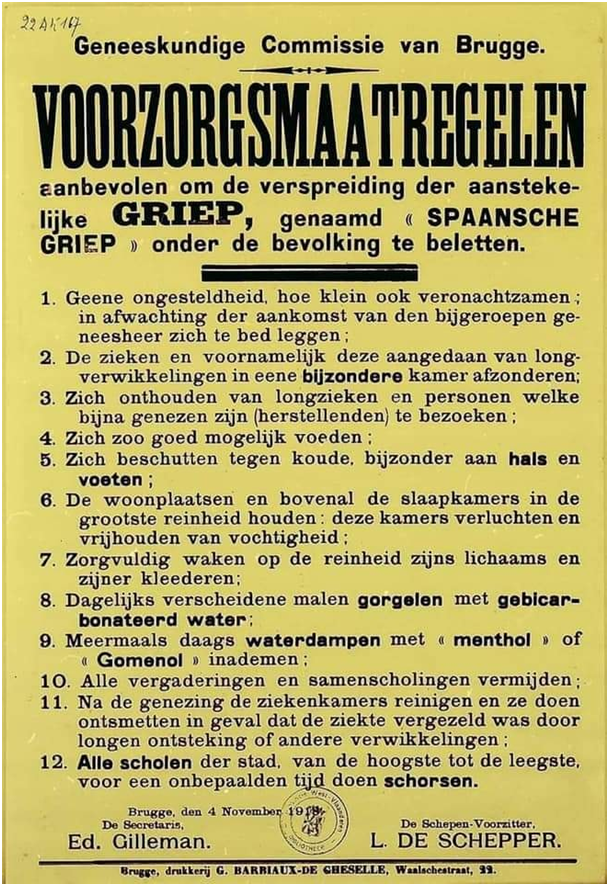 Voorzorgsmaatregelen uit 1918 tegen de Spaanse griep
Wijsheid van toen vandaag nog een inspiratie