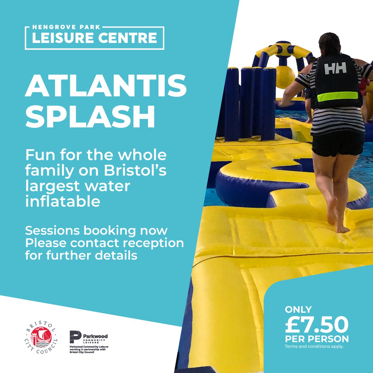 Atlantis Splash running today!

11.15 until 16:00. Call 0117 939200 and reserve your place.
Spaces are limited.