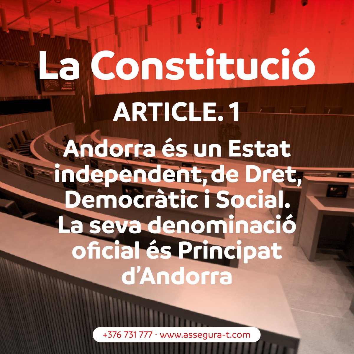 Assegura_t's tweet photo. En els moments complicats és quan més units hem d'estar. Des d'Assegura-t us volem desitjar a totes i a tots un bon XXVIIè aniversari de la Constitució d'Andorra! Visca Andorra! 🇦🇩 https://t.co/ngtZ7epxmX
