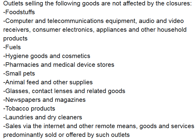 MAJOR NEWS: The Czech govt has ordered the closure from 6 am this morning of all shops apart from food stores, pharmacies, toiletries stores, filling stations and some others until March 24. 

Restaurants and pubs are now closed all day.

List of shops not affected ⬇️⬇️⬇️