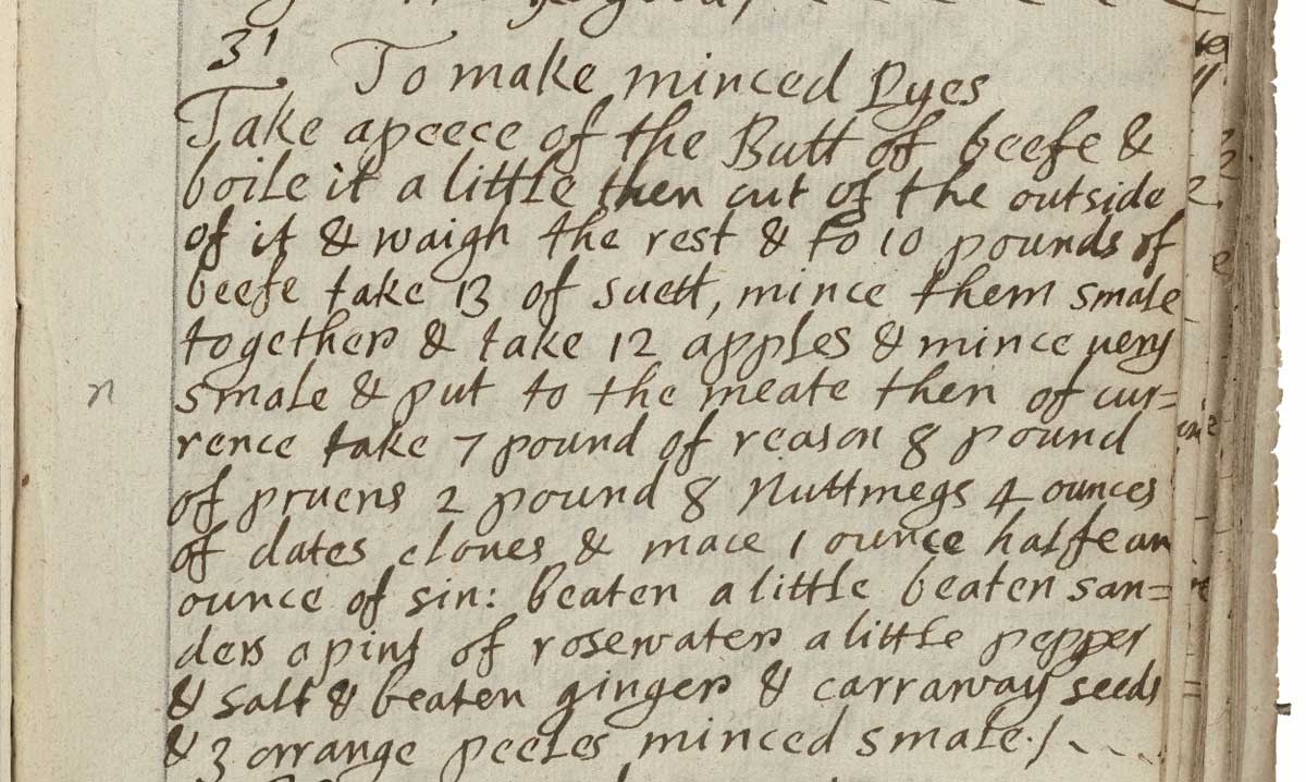 Today is the annual celebration of the mathematical constant π. But we enjoy the excuse to talk about the Pie! The Pilgrims brought their favorite family recipes, such as minced pie, with them to America. You want to try the traditional recipe yourself? See the image below!