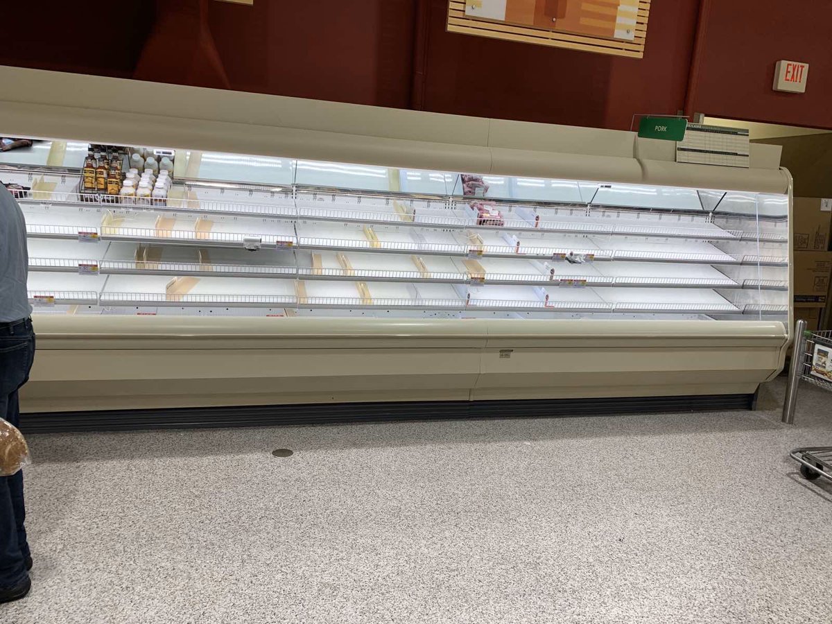 lenaye's tweet image. It’s not just toilet rolls are being stockpiled due to #coronavirus in US. This is a scene from #Dadeland  #Publix supermarket in  #Miami yesterday. All fresh meat and seafood counters are empty. @howroute