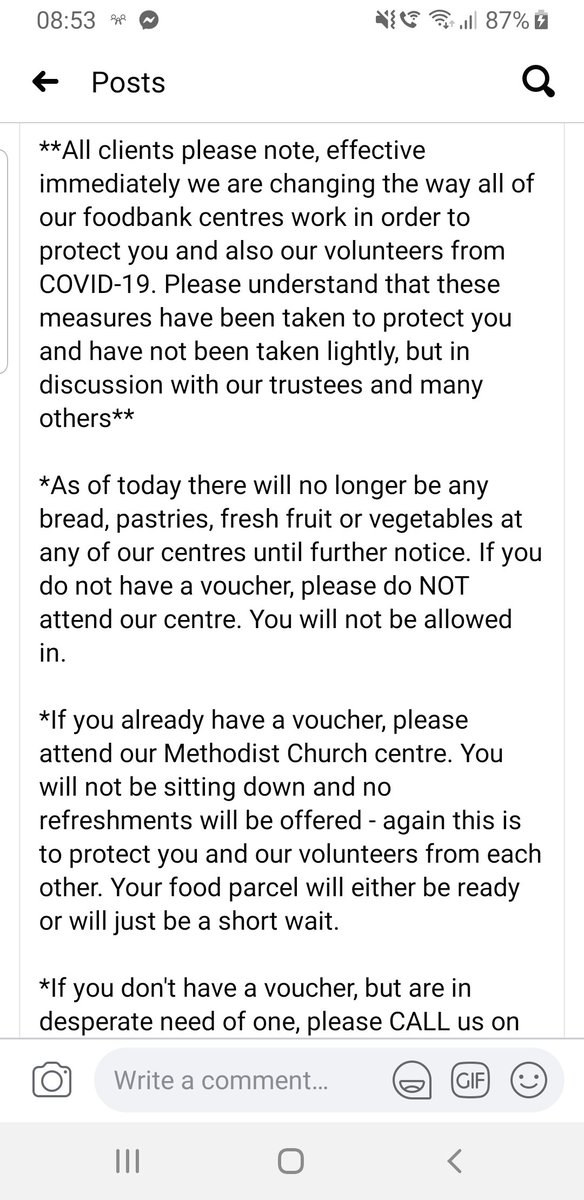 Please note major changes to the way we run all of our foodbank centres, effective immediately. Tweet 1 of 2