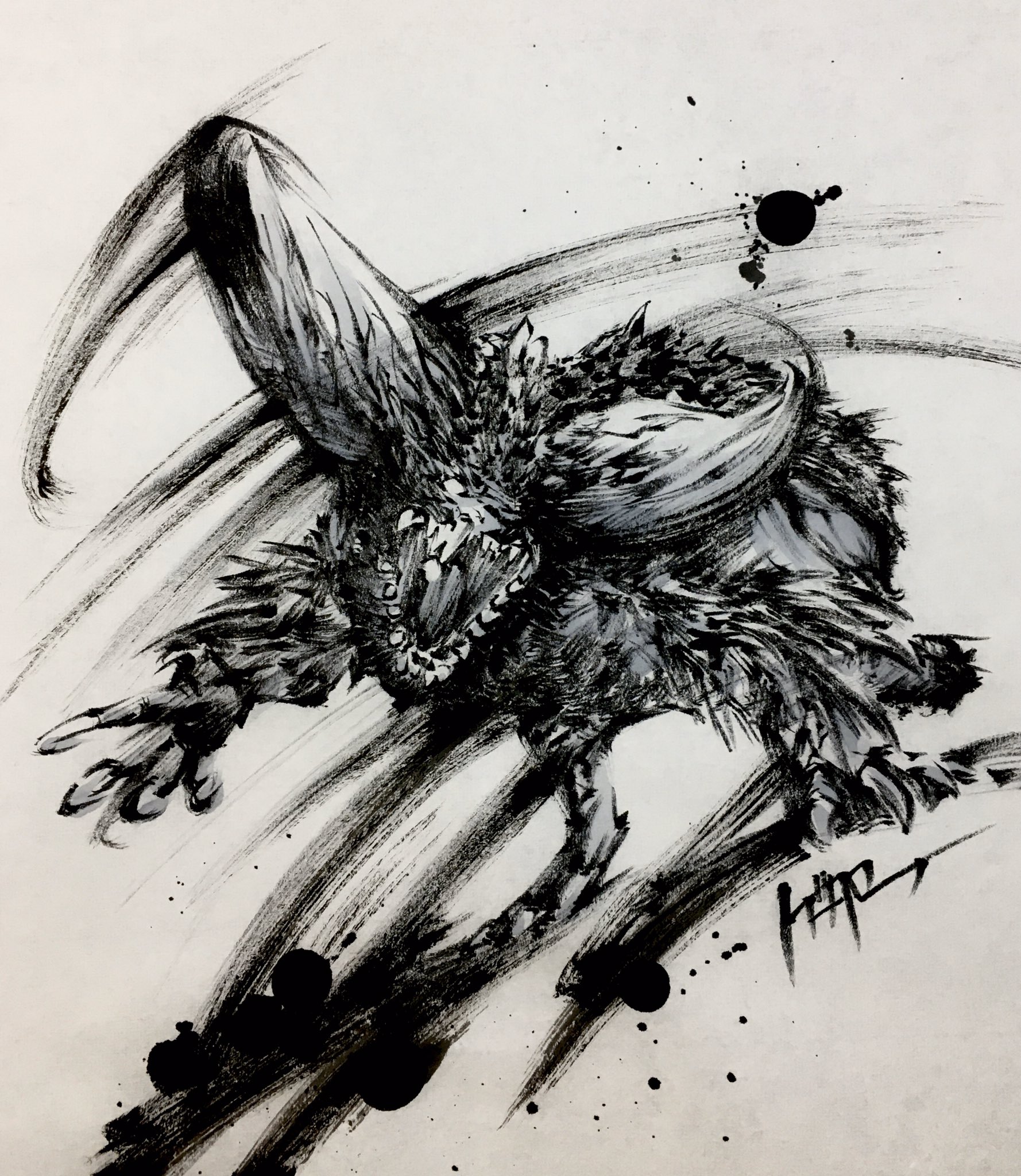 تويتر 放浪のゲタロー على تويتر 墨絵 滅尽龍 ネルギガンテ モンスターハンターワールド Monsterhunterworld Mhw 墨絵 T Co Ilg8hbnme1