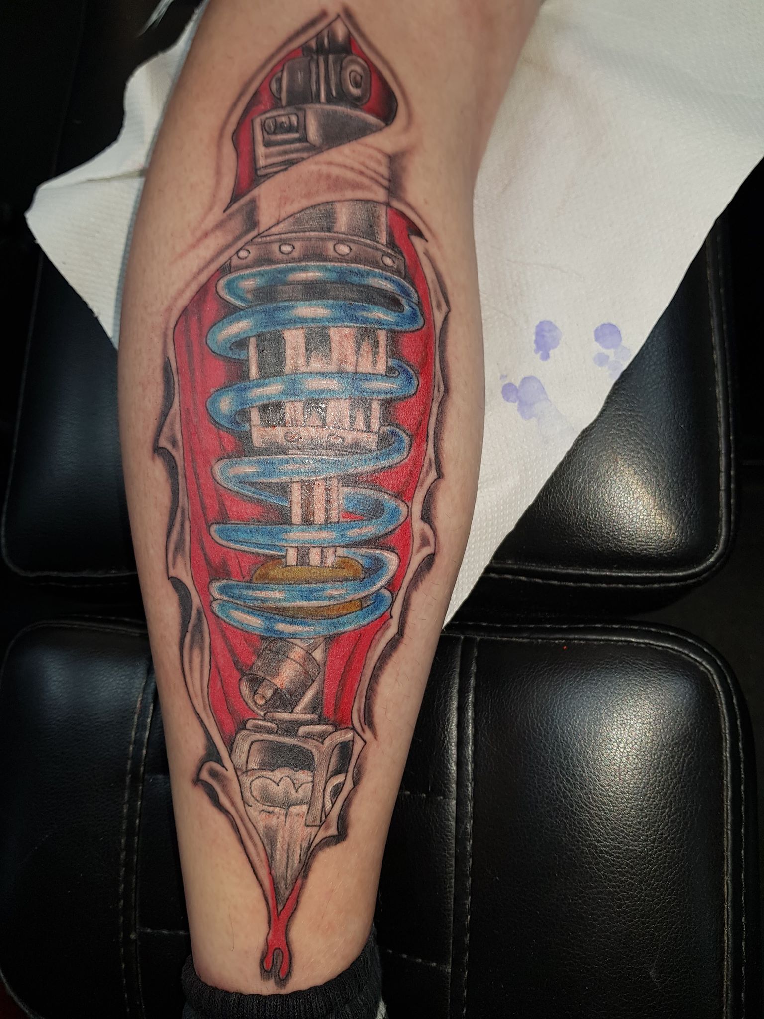 Biomechanical Leg Tattoo