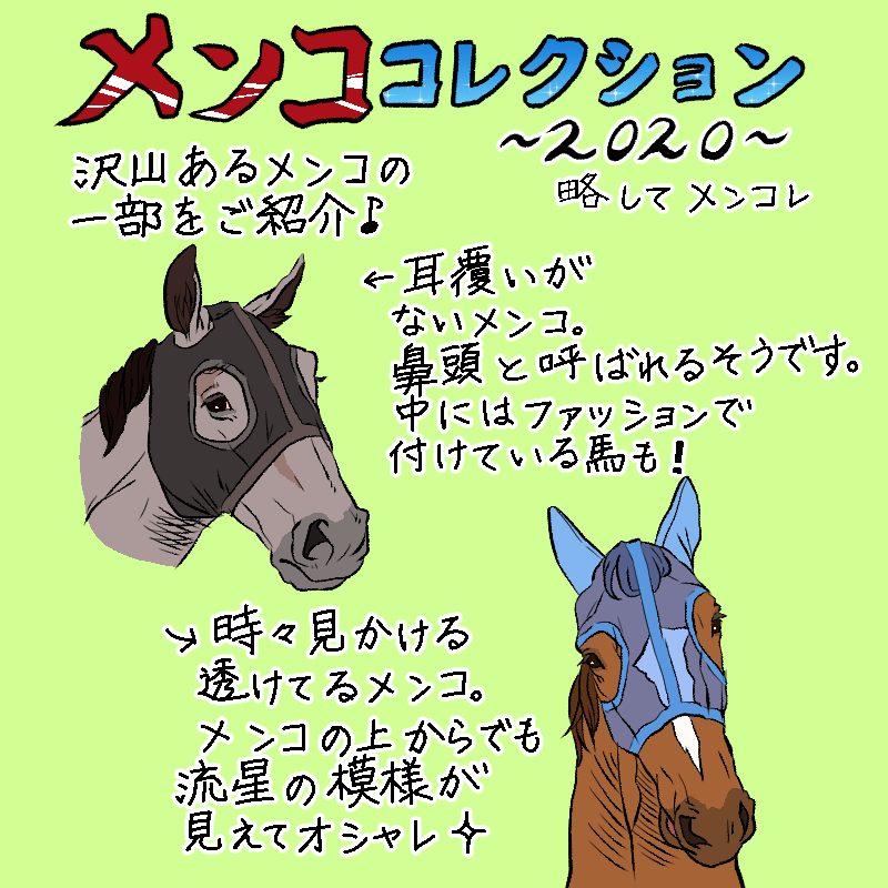 メンコは本当に沢山デザインがあって面白いので気になる方は是非調べてみてくださいね(*^^*)中にはその馬の為だけに作られたメンコもありますよ。
コンプレッションフード、私は密かにアッシェンメンコと呼んでいます(笑)
#メンコ #馬 #競走馬 #馬具 