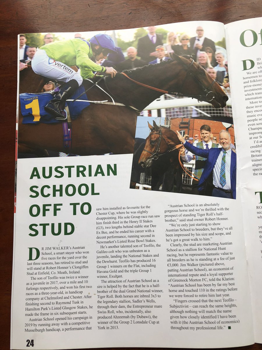 ClongiffenStud's tweet photo. Saturday reading 📰 Thank you @Johnston_Racing for the latest issue of Kingsley Klarion and the nice write up about Austrian School and @ClongiffenStud @DrJim_Walker @gelliott_racing #tigerroll #teofilo #sizeandscope #stableofchampions
@IREthoroughbred https://t.co/bJopLV4eKg