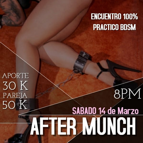 corporacionbdsm's tweet photo. Hoy Sabado 14 de marzo . 8pm After Munch espacio para jugar y divertirte con las diferentes practicas y espacios aporte 30k pareja 50k #Colombiabdsm #bdsmcolombia #BDSM #MUNCH #AFTERMUNCH #Corporacionbdsmcolombia https://t.co/E7ZRdD45YL #comunidadbdsm https://t.co/nvIyJgvJpA