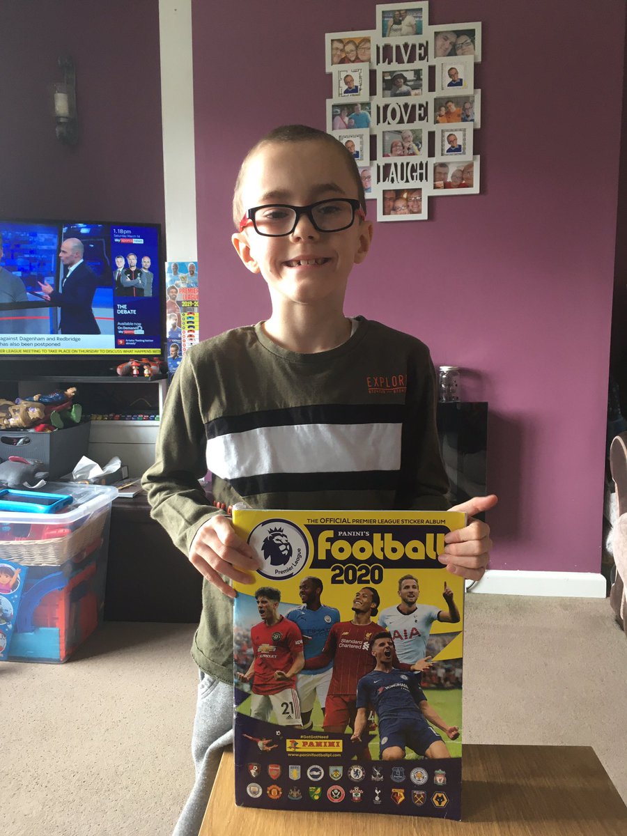BrookesJason's tweet photo. My little man is happy now he has finished his football 2020 sticker album https://t.co/ketiLlwfGz