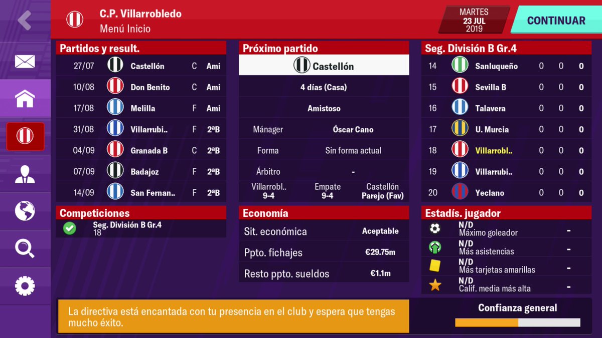 unascensoa2B's tweet photo. Si tenemos que quedarnos en casa que sea dirigiendo al Villarrobledo en su ilusionante debut en 2B gracias a Football Manager.

No prometemos nada más que bocadillos de panceta al descanso, viajes en autobús jugando al mus y manchar las zapatillas de barro siempre que sea posible https://t.co/PdPrM9wrDF