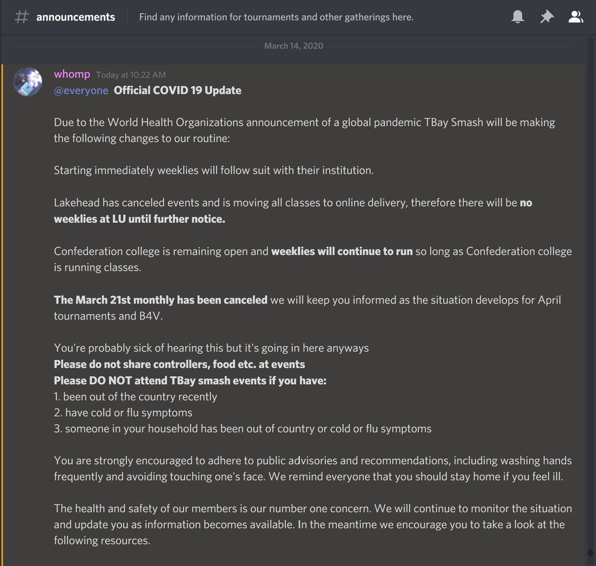 TBay_Smash's tweet image. If you're not on our Discord make sure you check this announcement