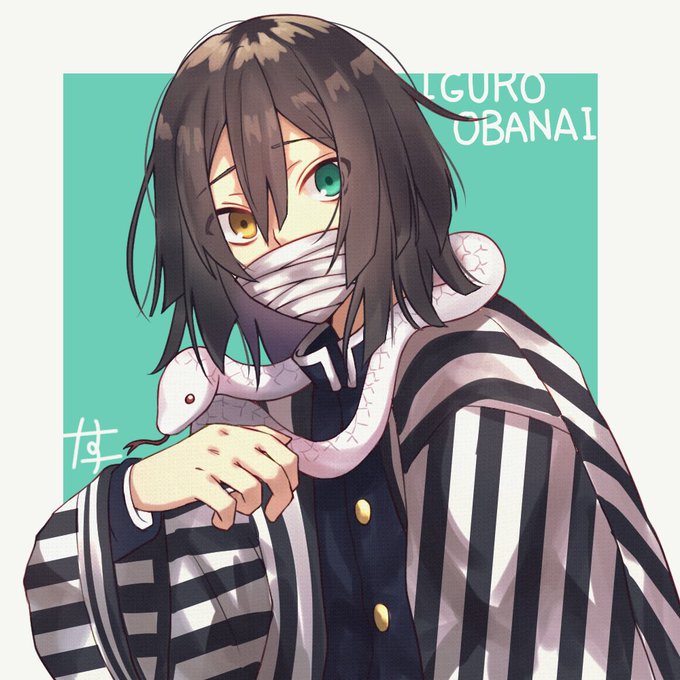 九条なのさんがTwitterに投稿した伊黒小芭内(鬼滅の刃)のイラスト。