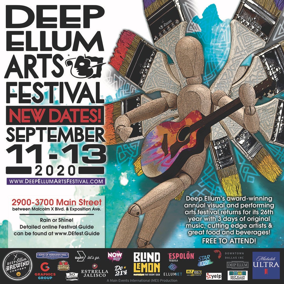 DeepEllumArts's tweet image. Update! In light of recent events regarding the COVID-19 outbreak, the 26th annual Deep Ellum Arts Festival has been postponed to September 11-13th! You can read the full announcement on their website, linked in our bio. 

Stay tuned for more updates! 
📸: @emilyeberger