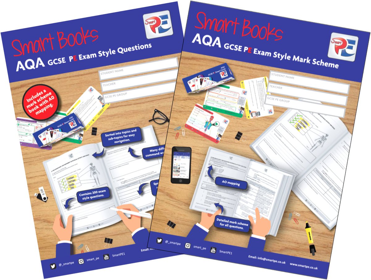 _SmartPE's tweet image. NEW PRODUCT PRE-ORDER!

Smart Books include 200 challenging ex style qs, with an accompanying student friendly A5 mark scheme, with AO mapping. Ideal for independent learning and revision.

PRE-ORDER at smartpe.co.uk/shop/aqa-smart…

SAMPLE at smartpe.co.uk/aqa-smart-books

Plz RT &amp;amp; share 😀