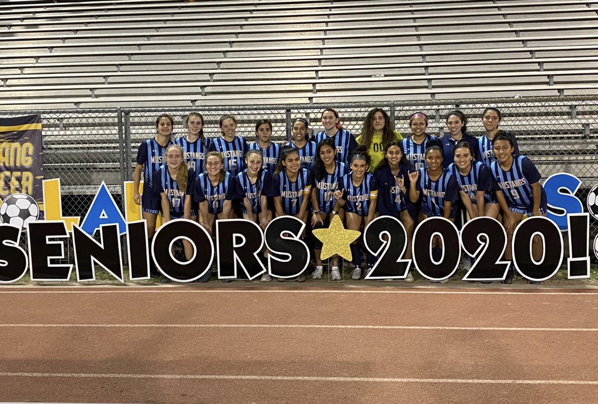 Ladymustangsoc's tweet photo. Senior Night last night for these beauties! Last home home game for the regular season, they defeated PSJA 6-0! What an amazing journey for this special group, we hope that circumstances soon resolve and our season continues into playoffs. #whateverittakes https://t.co/57ieb8Nd1X