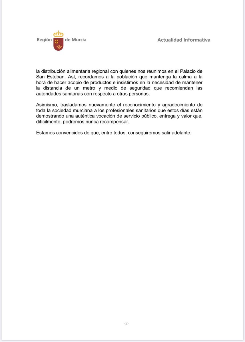 🔈Atendiendo a las autoridades sanitarias, ampliamos la orden de cierre de cines, discotecas, bares, restaurantes y centros comerciales a toda la #RegióndeMurcia durante 14 días.

Seguimos pidiendo prudencia y responsabilidad.