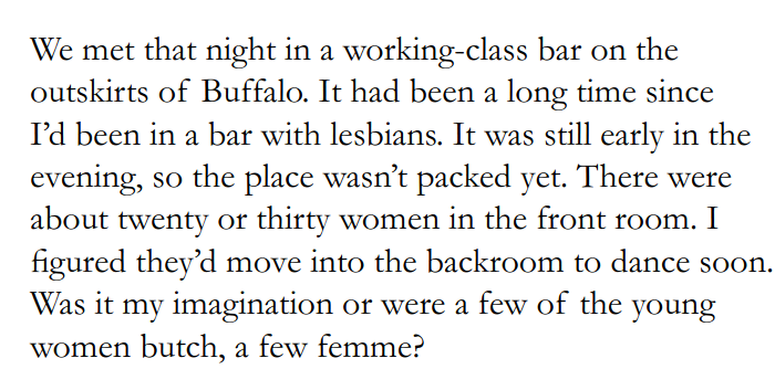 1. Lesbian Butch/FemmeSo yes: the cultural dominant mainly associates "femme" and "butch" with lesbianism. It is, in my view, the most established facet of lesbian culture. And it belongs to working-class lesbians. Classic femme: Joan Nestle. Classic butch: Leslie Feinberg.
